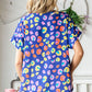 First Love Printed V-Neck Short Sleeve Blouse - Farnelli