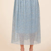 Mittoshop Metallic Glitter Speckle Print Elastic Midi Skirt - BLUE
