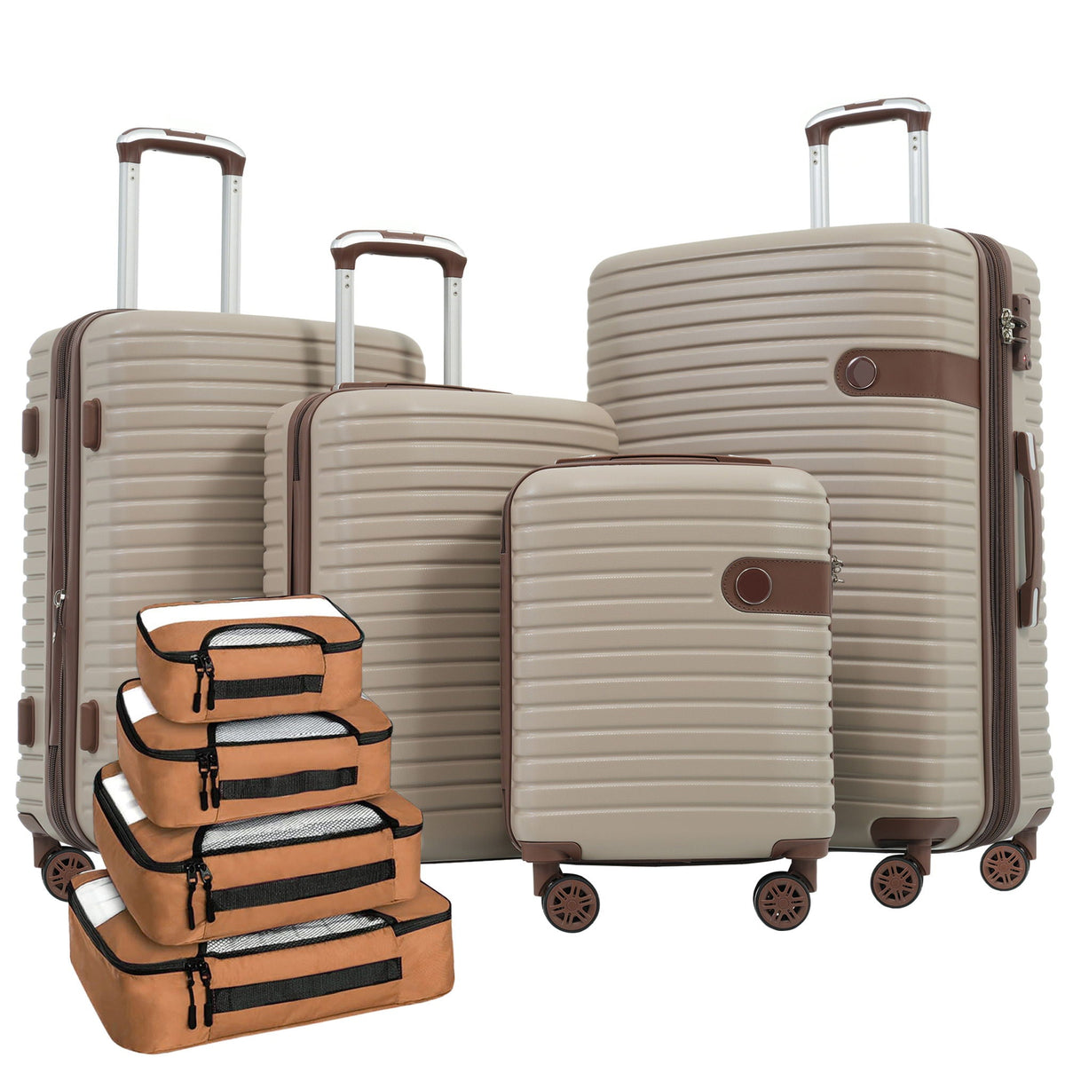 HouseOfZazla 4-piece hard shell luggage set with spinner wheels in multiple colors