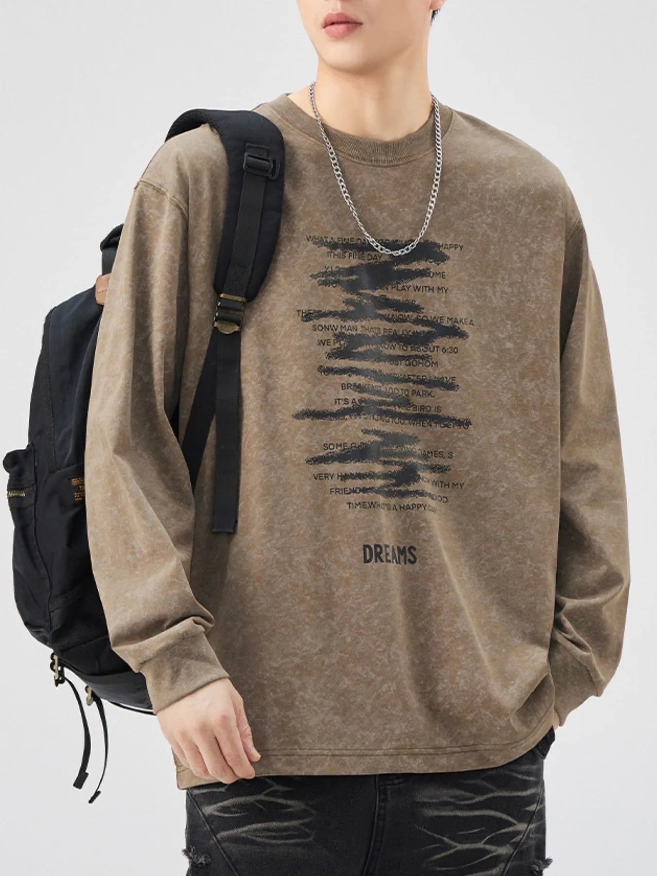 Men's Plus Size Graphic Round Neck Long Sleeve T-Shirt - Farnelli