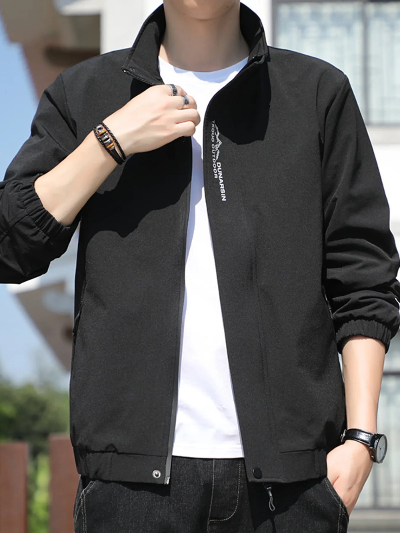 Men's Plus Size Zip Up Long Sleeve Jacket - Farnelli