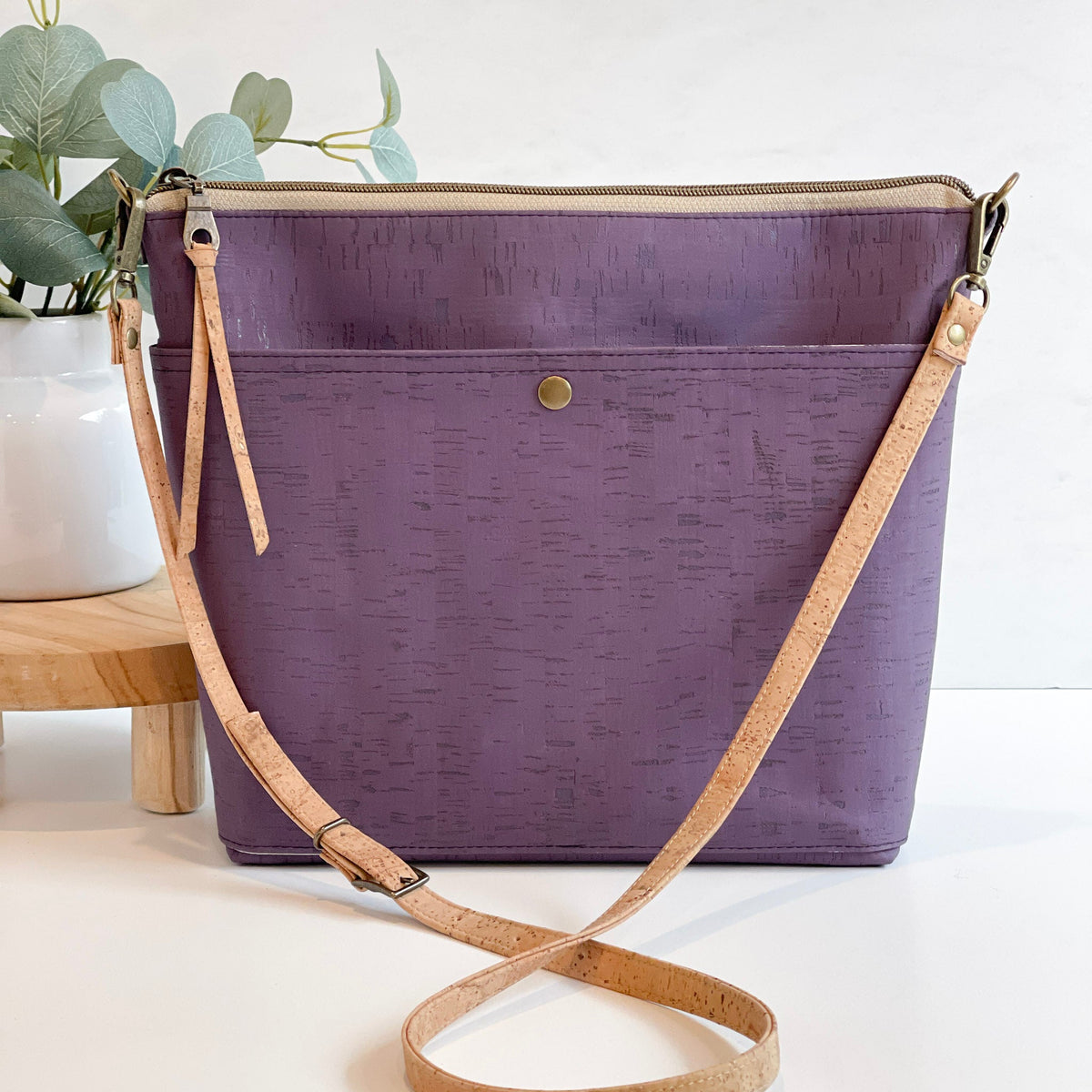 Carry Courage VISIONARY cross body bag in amethyst purple, shown from the front