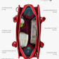 Baldwin Baby Company Montrose diaper bag tote in Cardinal, interior compartments and pockets shown