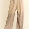 Davi & Dani Rhinestone Drawstring Wide Leg Pants - Tan