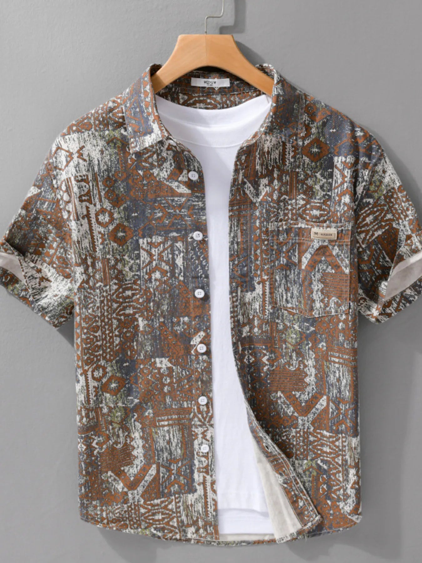 Men's Plus Size Button Up Short Sleeve Shirt - Farnelli