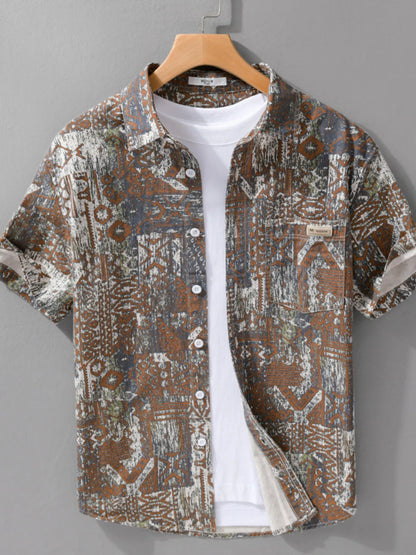 Men's Plus Size Button Up Short Sleeve Shirt - Farnelli