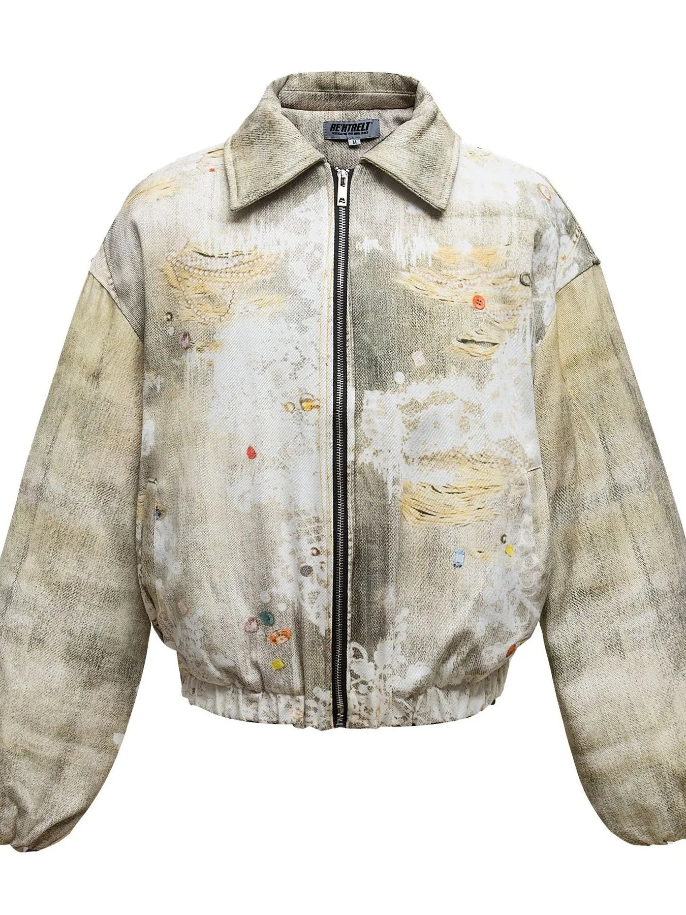 Men's Distressed Paint Splatter Zip Up Jacket - Farnelli
