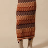 SO ME Multi Color Chevron Knit Skirt - RUST/DK MOCHA/TAUPE