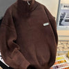 Men's Half-Zip Long Sleeve Sweater - Brown