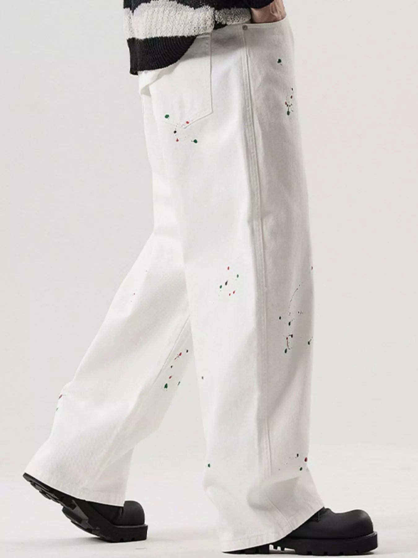 Men's Splatter-Paint Wide-Leg Jeans - Farnelli