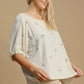 Umgee Full Size Linen Blend Ribbon Embroidered Top Plus Size - Farnelli