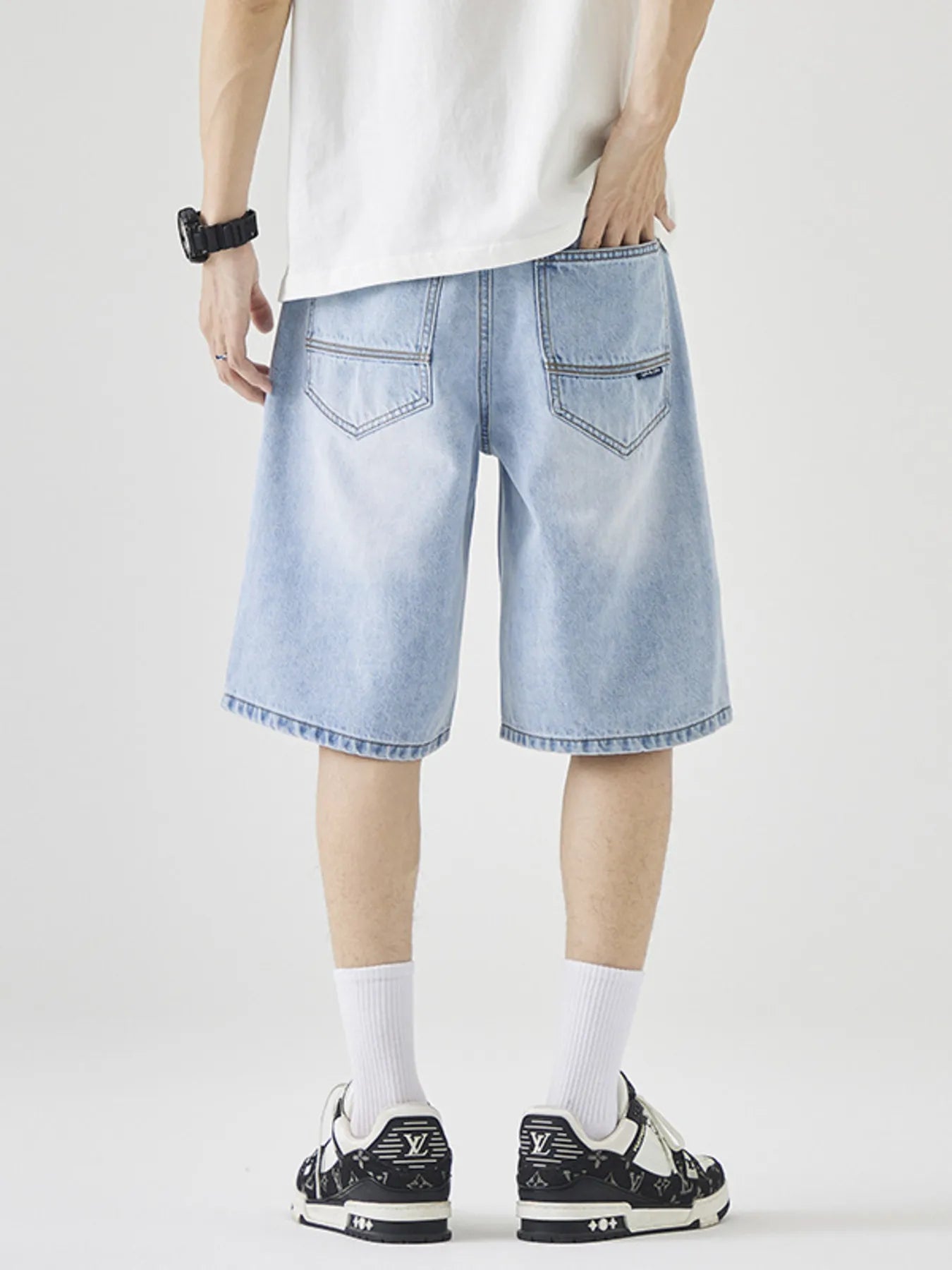 Men's Distressed Loose Fit Denim Shorts - Farnelli