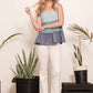 Lime 'N' Chili Full Size Color Block V-Neck Baby Doll Sleeveless Top Plus Size - Farnelli