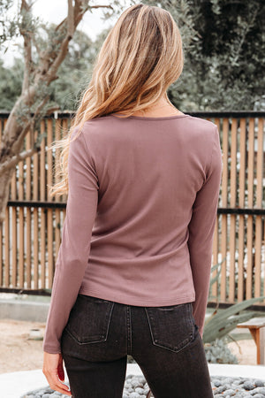 Cora Square Neck Ribbed Fit Long Sleeve Top - Farnelli