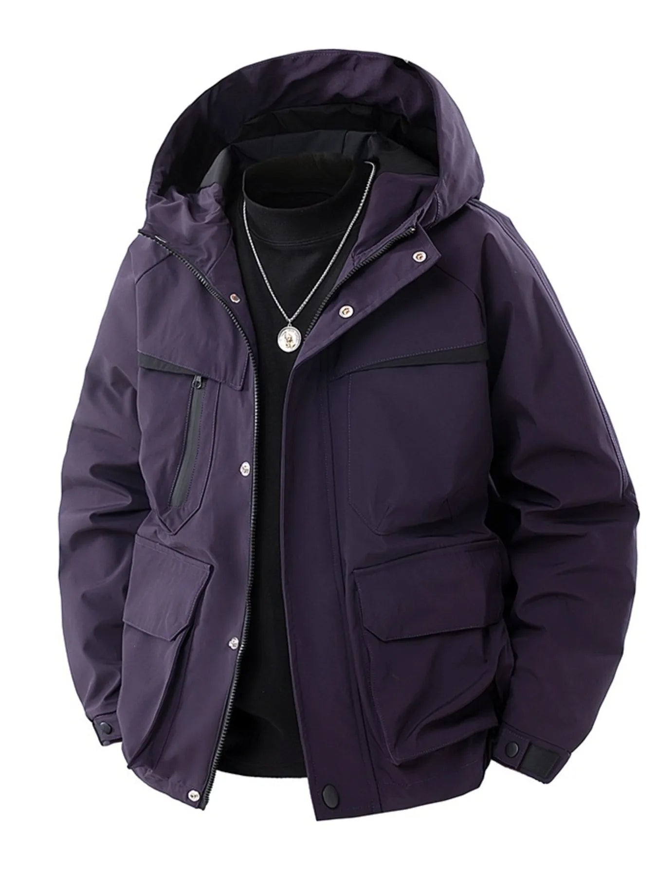 Men's Full Size Zip Up Long Sleeve Hooded Jacket Plus Size - Farnelli