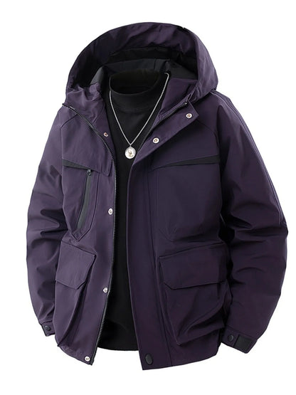Men's Full Size Zip Up Long Sleeve Hooded Jacket Plus Size - Farnelli