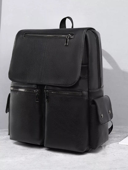 Leather Flapover Backpack Bag - Farnelli