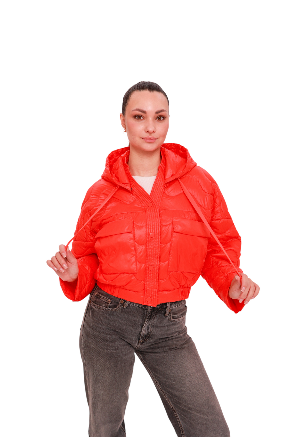 Lexi cropped coral jacket by Alaska® Outerwear Company