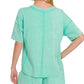 Zenana Acid Washed Short Sleeve Tee & Shorts Set - Farnelli