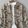 Men's Plus Size Button Up Long Sleeve Printed Shirt - Brown