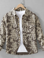 Men's Plus Size Button Up Long Sleeve Printed Shirt - Farnelli