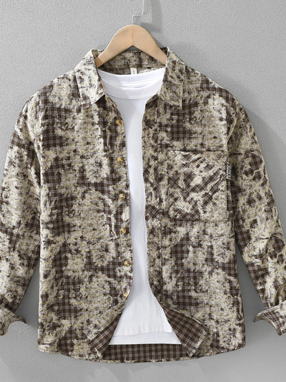 Men's Plus Size Button Up Long Sleeve Printed Shirt - Farnelli