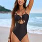 Cutout Sweetheart Neck One-Piece Swimwear and Cover-Up Swim Set - Farnelli