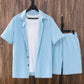 Men's Plus Size Button Up Short Sleeve Shirt and Shorts Set - Farnelli