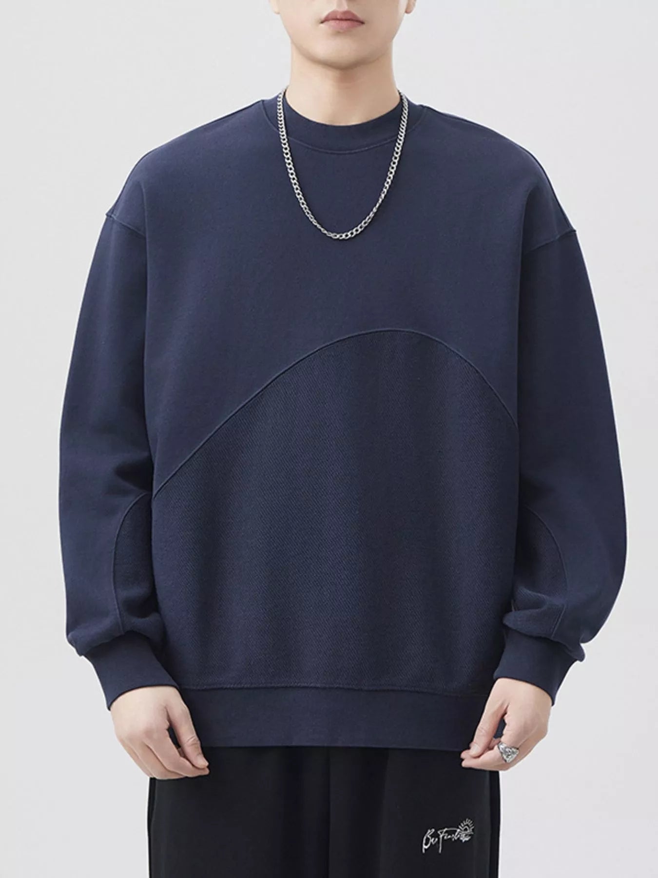Men's Plus Size Round Neck Long Sleeve Sweatshirt - Farnelli