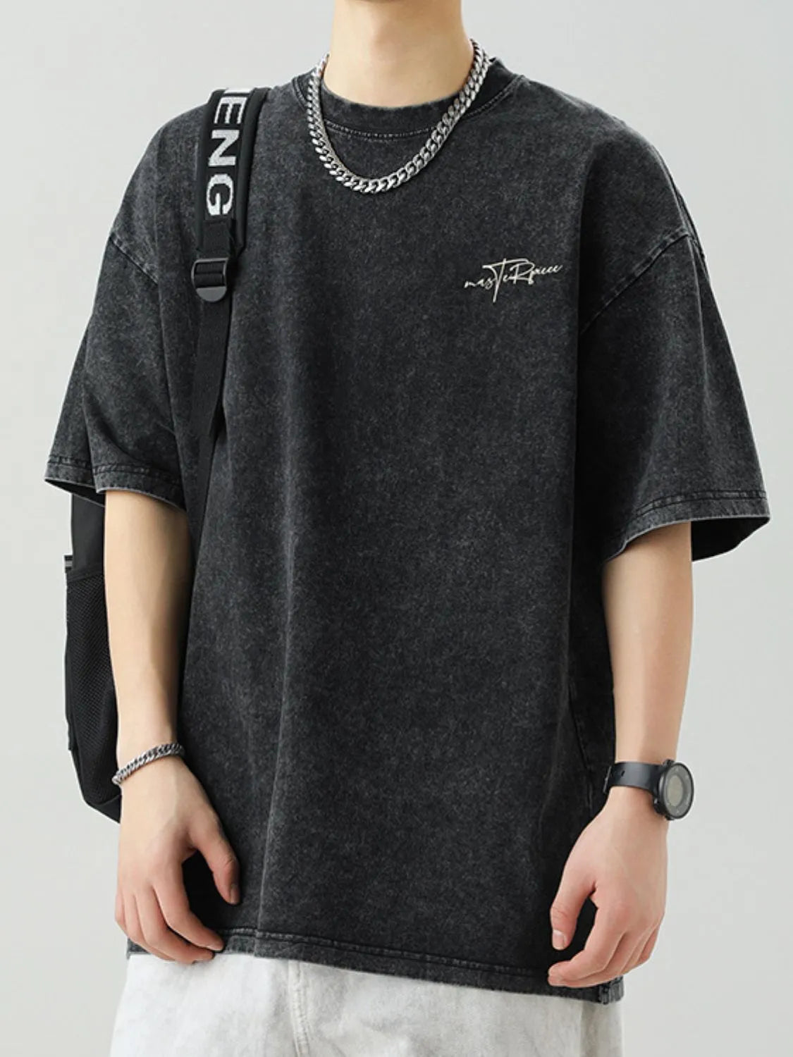 Men's Plus Size Round Neck Letter Graphic T-Shirt - Farnelli