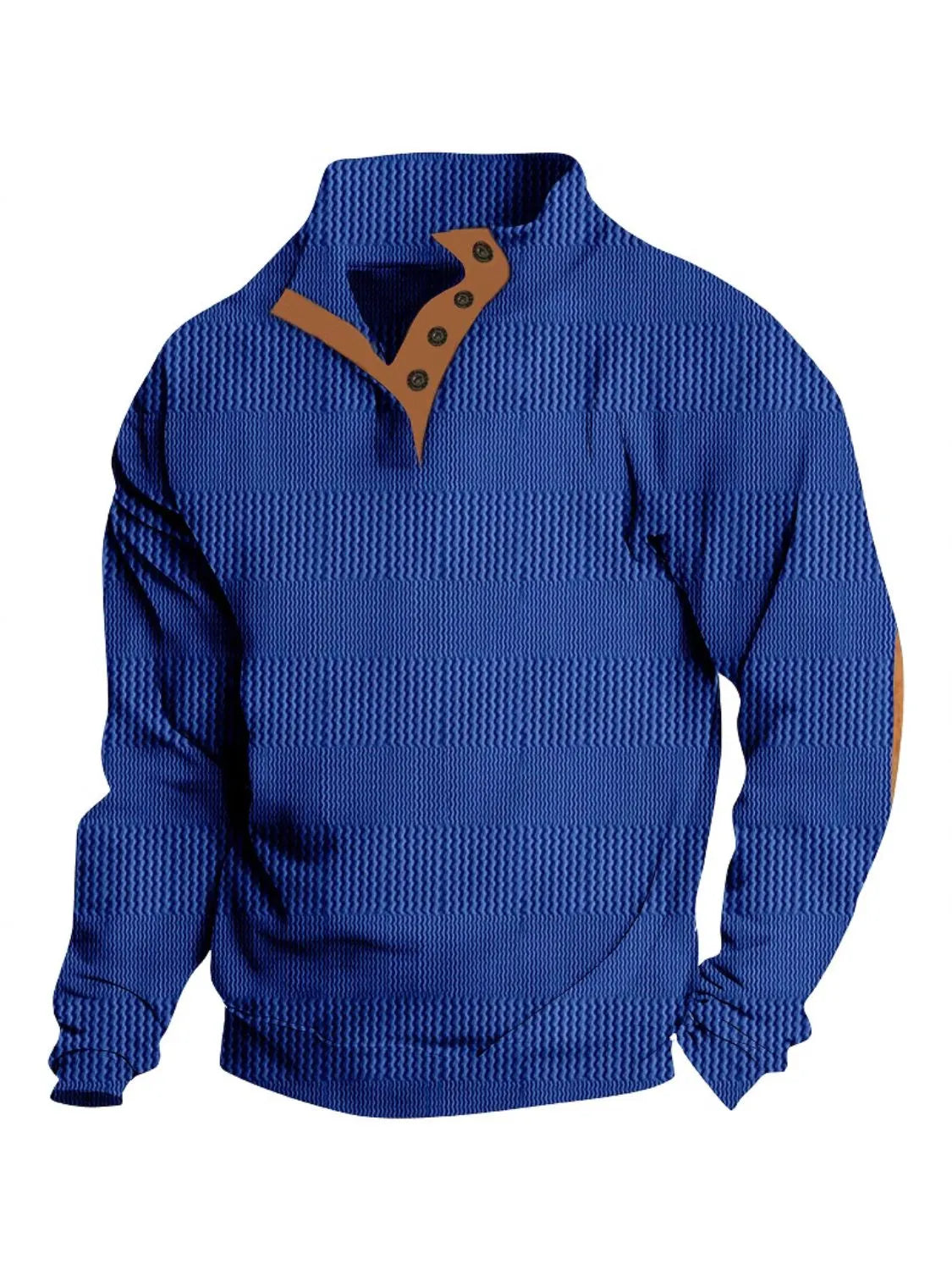 Men's Full Size Button Detail Long Sleeve Sweatshirt Plus Size - Farnelli
