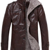 Men's Plus Size Button Up Fleece Lined Coat - Coffee