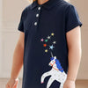 Children's Button Detail Short Sleeve Polo - Dark Navy