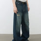 Men's Distressed Wide Leg Jeans - Farnelli