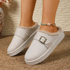 Round Toe Platform Slippers - White