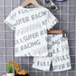 Children's Round Neck Cartoon Graphic T-Shirt and Shorts Set - Farnelli