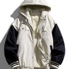 Men's Full Size Zip Up Hooded Jacket Plus Size - Creamy-white