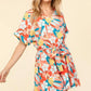 Haptics Tropical Floral Short Sleeve Tied Romper - Farnelli