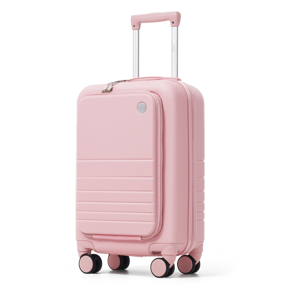 HouseOfZazla 4-piece hard case luggage set with USB charging ports, shown in assorted sizes