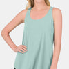 Zenana Round Neck Curved Hem Tank - DUSTY GREEN