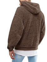 Men's Full Size Drawstring Sherpa Fleece Long Sleeve Hoodie Plus Size - Farnelli