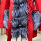 Roma Genuine Silver Fox Fur Rabbit Fur Insulated Parka in Red