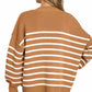 Zenana Exposed Seam Striped Oversized Sweater - Farnelli