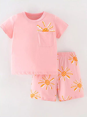Children's Sun Round Neck Top and Shorts Set - Farnelli