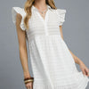 Umgee Ruffle Cap Sleeve Textured Mini Dress - White