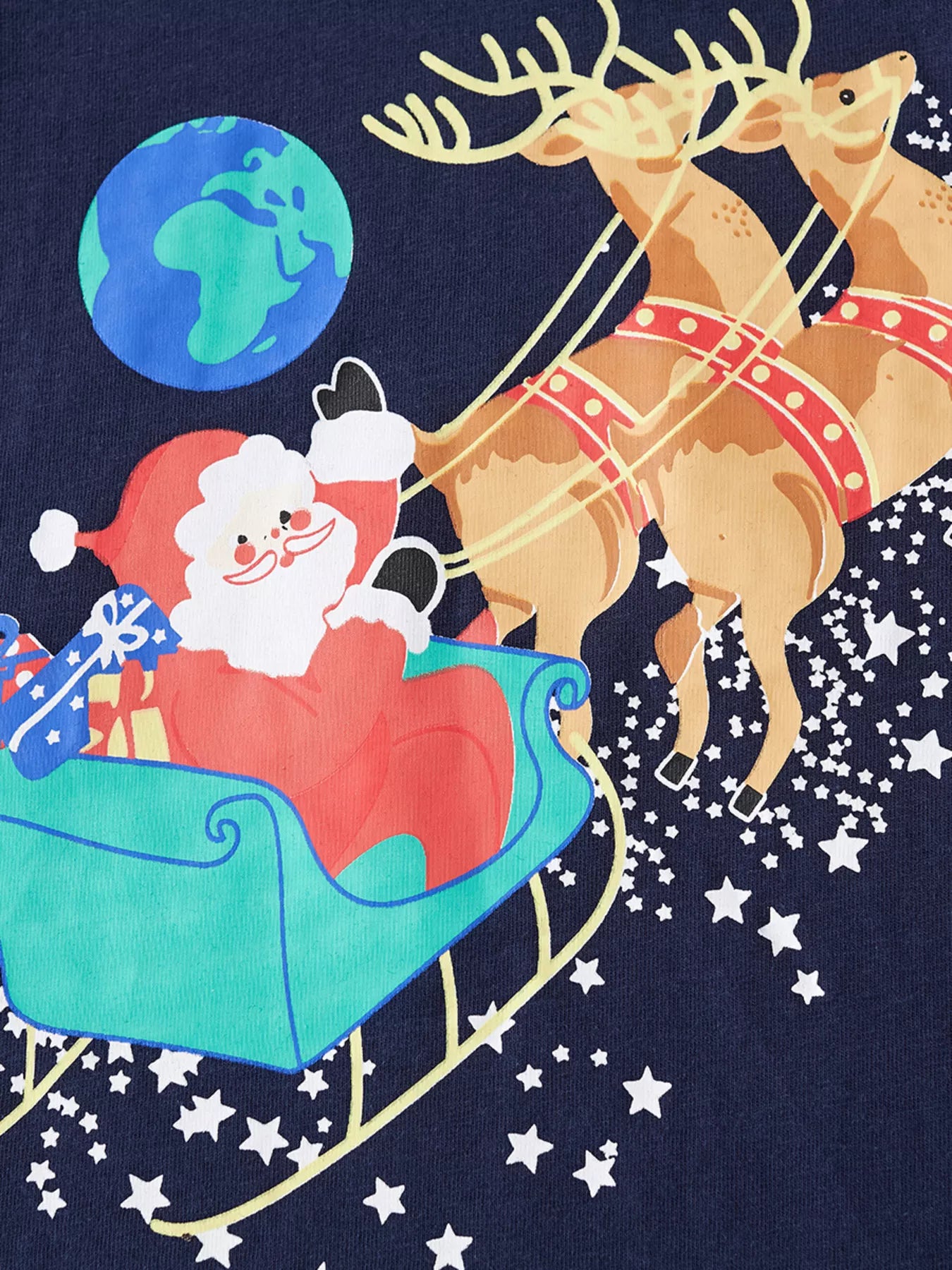 Children's Christmas Santa Sleigh Graphic Long Sleeve T-Shirt - Farnelli