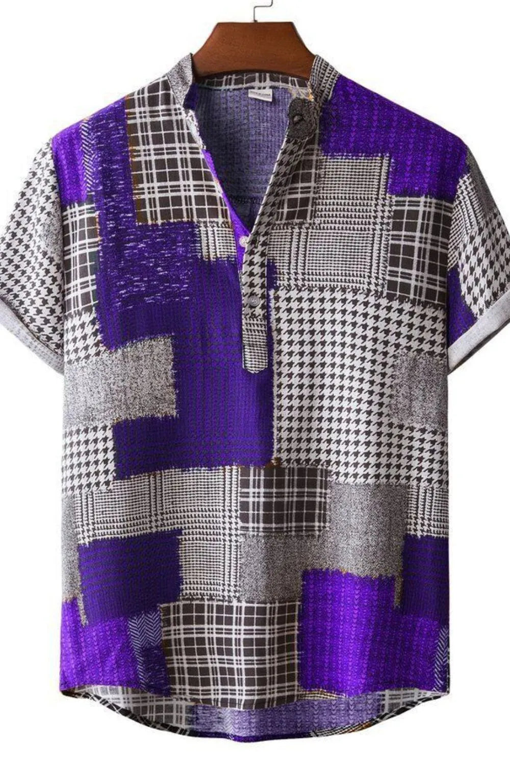 Men's Plus Size Color Block Short Sleeve Shirt - Farnelli