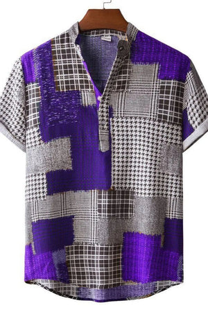 Men's Plus Size Color Block Short Sleeve Shirt - Farnelli
