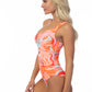 WAVE PRINTED ONE SHOULDER ONE PIECE