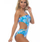 WAVE PRINTED ONE SHOULDER ONE PIECE